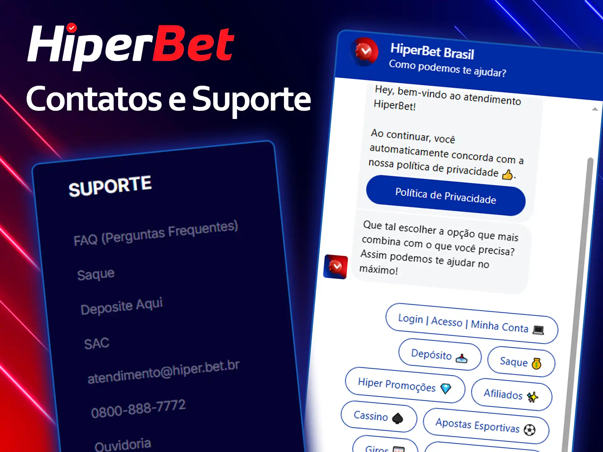 Contate o suporte ao cliente da Hiperbet.