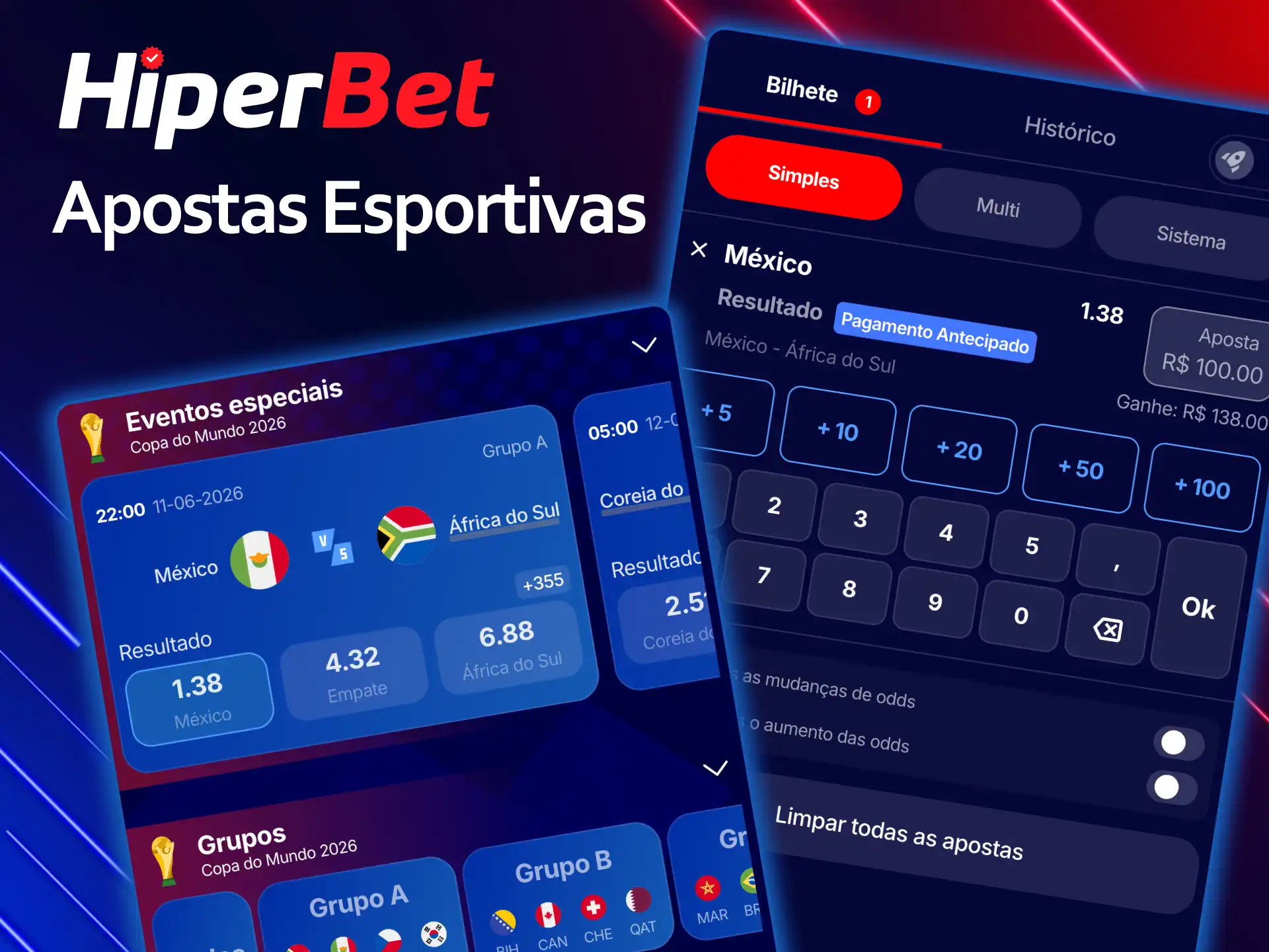 Faça suas apostas esportivas pelo aplicativo Hiperbet de forma prática e rápida.