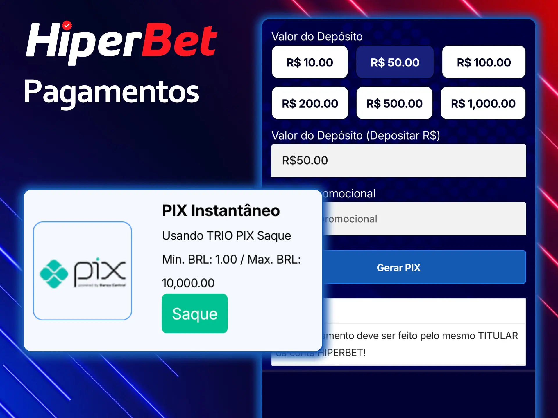 Gerencie seus pagamentos no aplicativo Hiperbet para usuários do Brasil com total segurança.