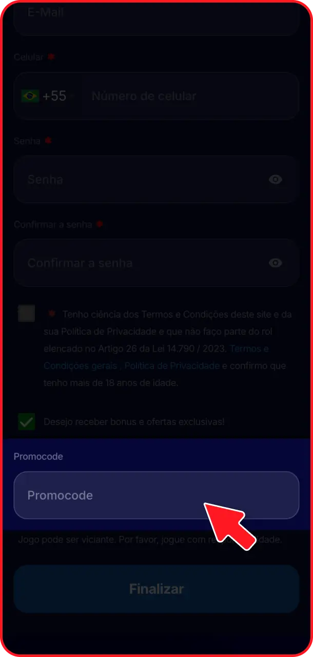 Adicione um código promocional ativo para garantir bônus exclusivos no Hiperbet cadastro.