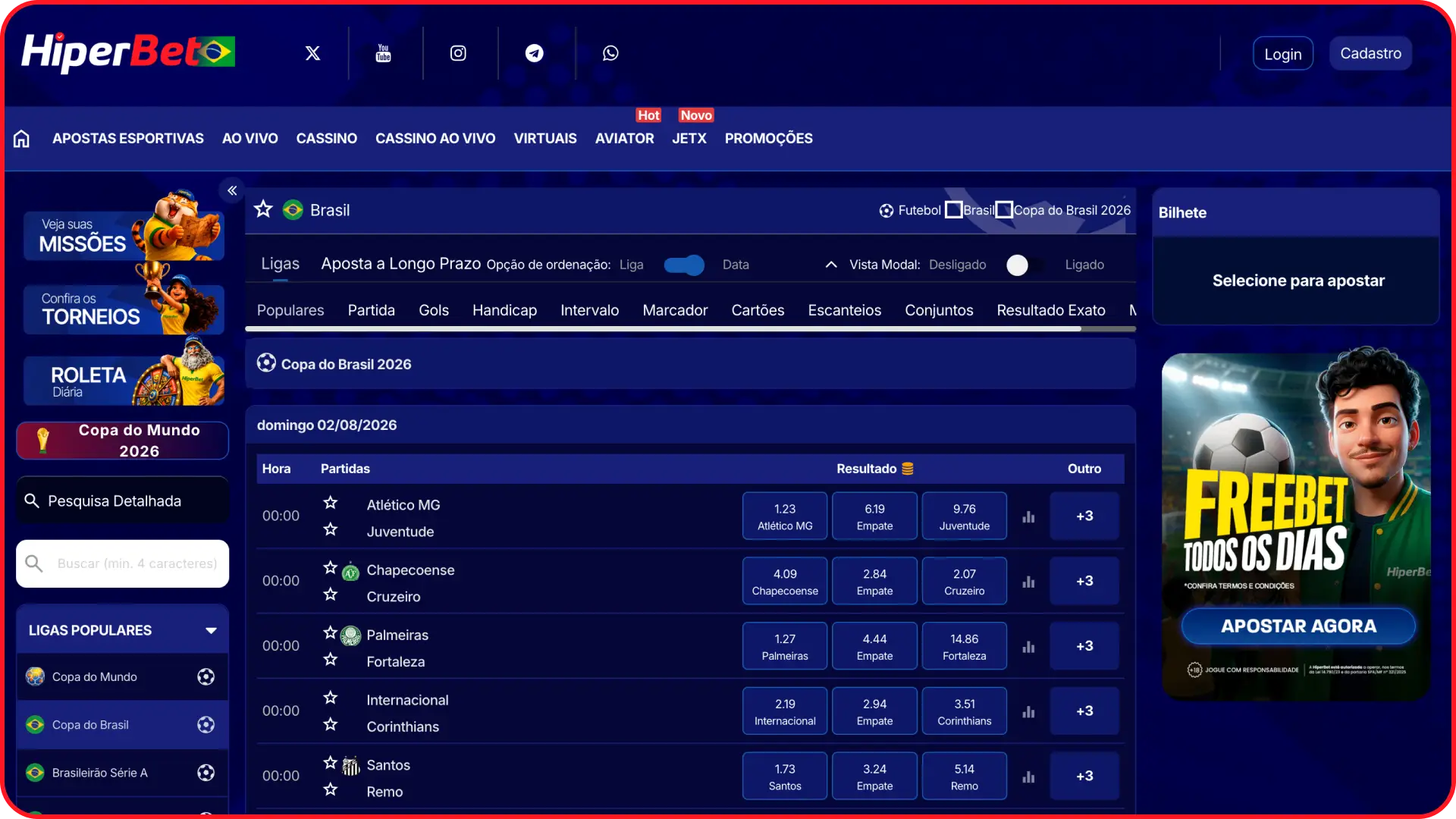 Confira as melhores cotações de apostas esportivas na plataforma oficial do Hiperbet main.